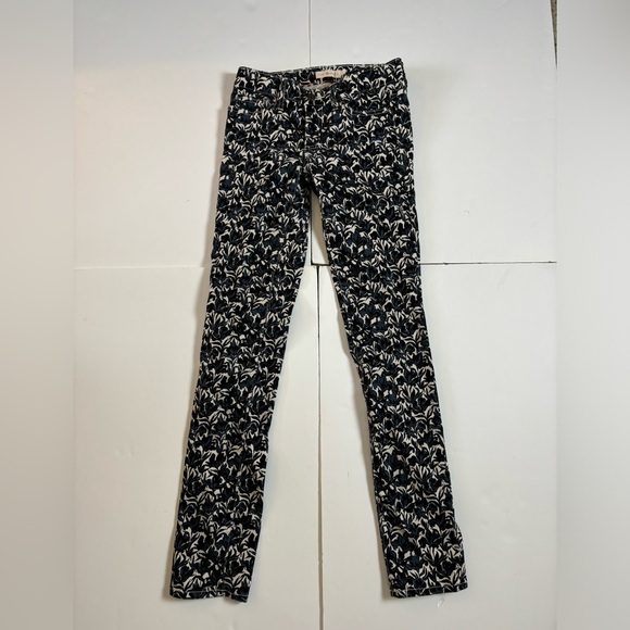 Tory Burch Pants Blue and White Floral Denim Size 25 Skinny Leg Low Rise Jeans - Picture 2 of 10
